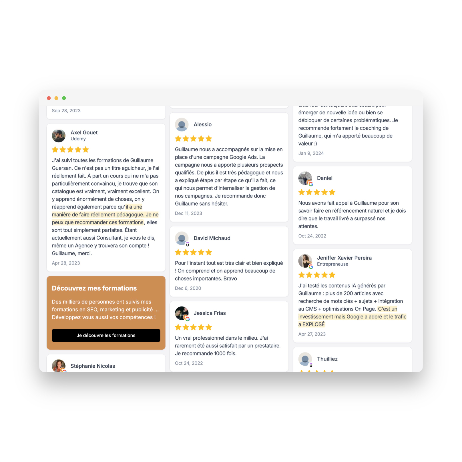 des clients satisfaits